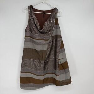 Manila Grace Metallic Stripe Sleeveless Dress‎ Made Italy EU 46 US 12 Lagenlook